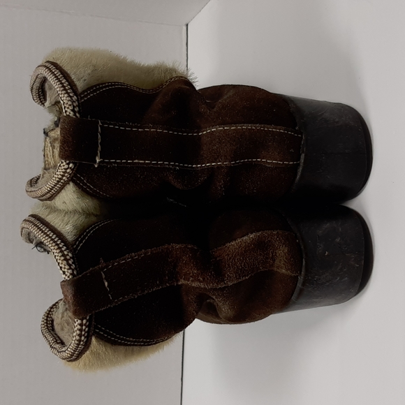 60s 70s Vintage Women's Brown Faux Fur Snow Boots Vintage Size 8 "true to size" - Picture 13 of 15